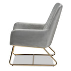 Baxton Studio Sennet Glam and Luxe Grey Velvet Fabric Upholstered Gold Finished Armchair