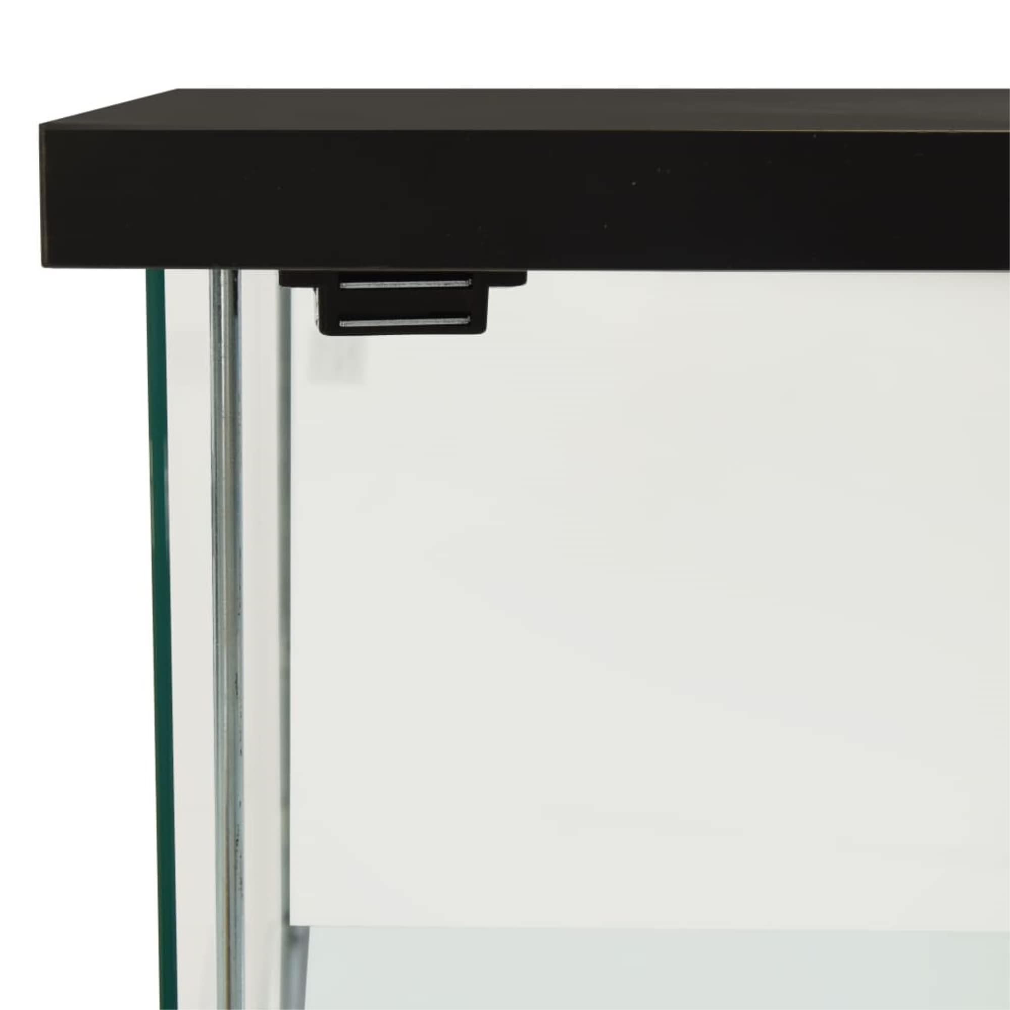 vidaXL Tempered Glass Storage Cabinet - Black & Transparent, 4-Layer Book Cabinet with Ample Storage, Easy Clean, Safety Compliant.