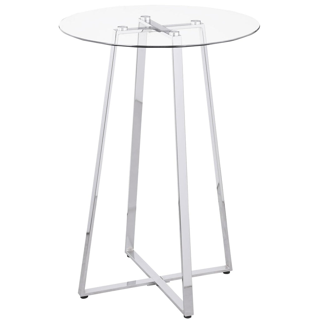 Coaster Home Furnishings Zanella Glass Top Bar Table Chrome