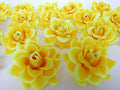 (50) Silk Yellow Roses Flower Head - 1.75' - Artificial Flowers Heads Fabric Floral Supplies Wholesale Lot for Wedding Flowers 