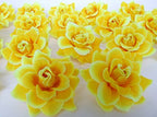 (50) Silk Yellow Roses Flower Head - 1.75' - Artificial Flowers Heads Fabric Floral Supplies Wholesale Lot for Wedding Flowers 