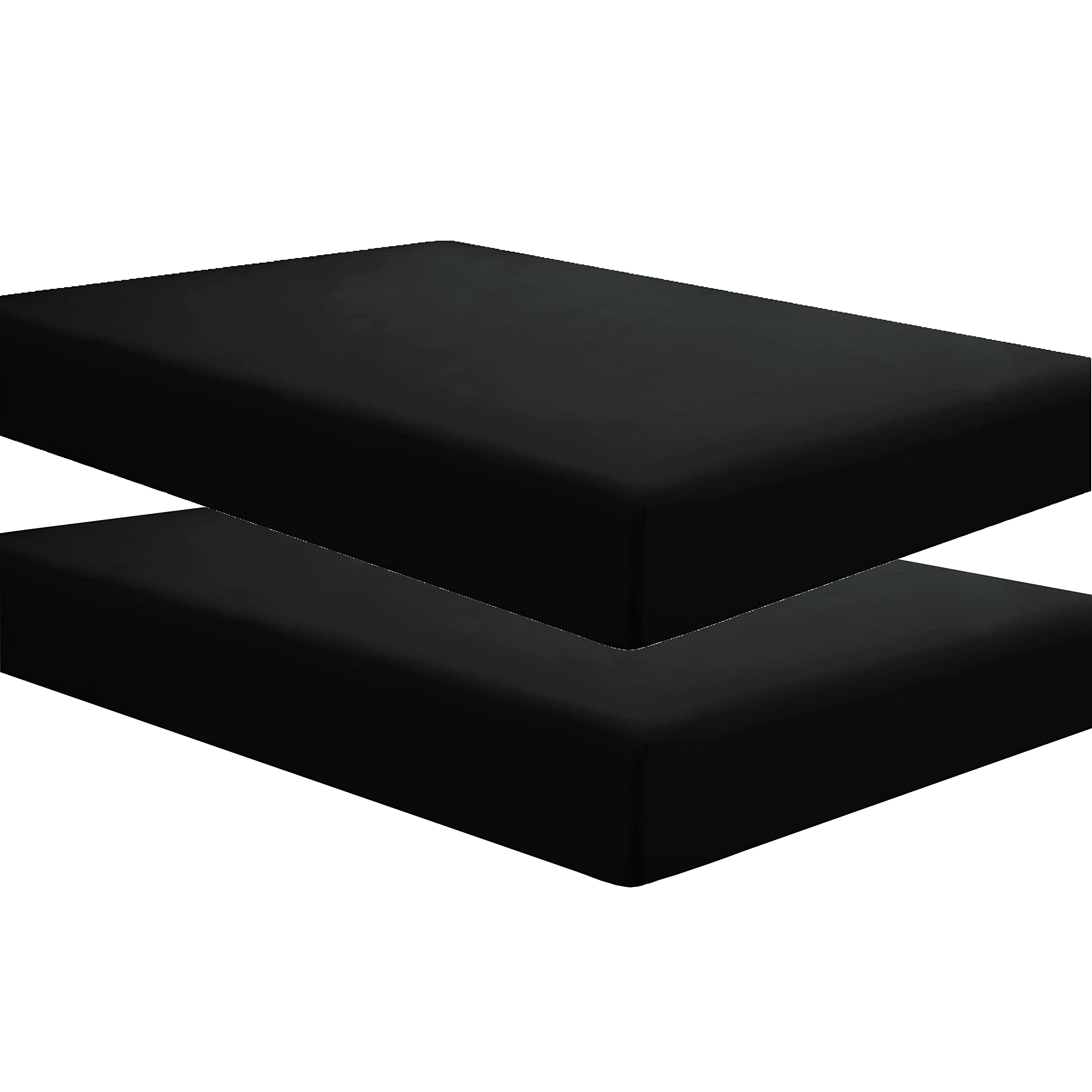 Sfoothome 2 Pack Black Fitted Sheets, 14 Inch Pocket Deep, Microfiber Sheets, King Size