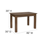 Flash Furniture Hercules 46" X 30" Rectangular Antique Rustic Solid Pine Farm Dining Table