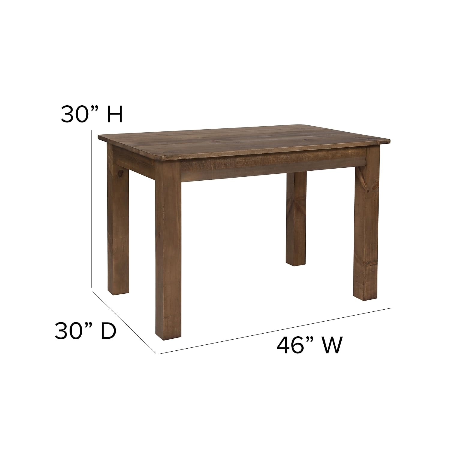 Flash Furniture Hercules 46" X 30" Rectangular Antique Rustic Solid Pine Farm Dining Table