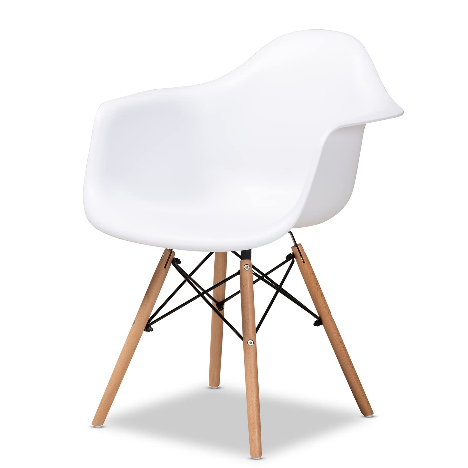 Baxton Studio Galen White and Oak Brown Finished Wood Dining Chair (Set of 4)