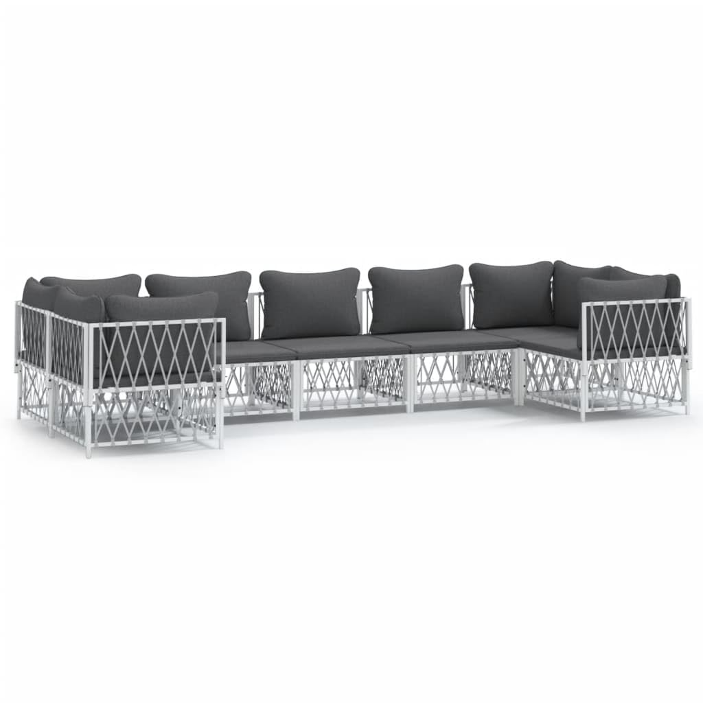 vidaXL Patio Furniture Set 7 Piece, Sectional Sofa with Cushions, Patio Lounge Set for Garden Lawn Backyard, Outdoor Patio Furni