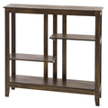 Brushed Metallic Console Table with Display Shelves  Black/Gold