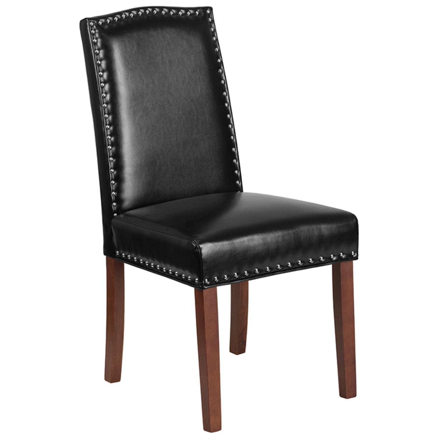 Flash Furniture Hercules Hampton Hill Series Black Leathersoft Parsons Chair With Silver Accent Nail Trim