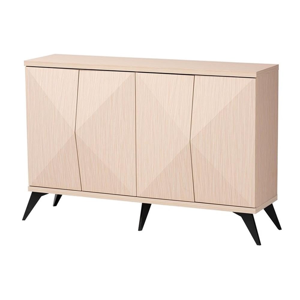 Baxton Studio Draper Mid-Century Modern Two-Tone Light Brown and Black Wood 4-Door Sideboard Buffet