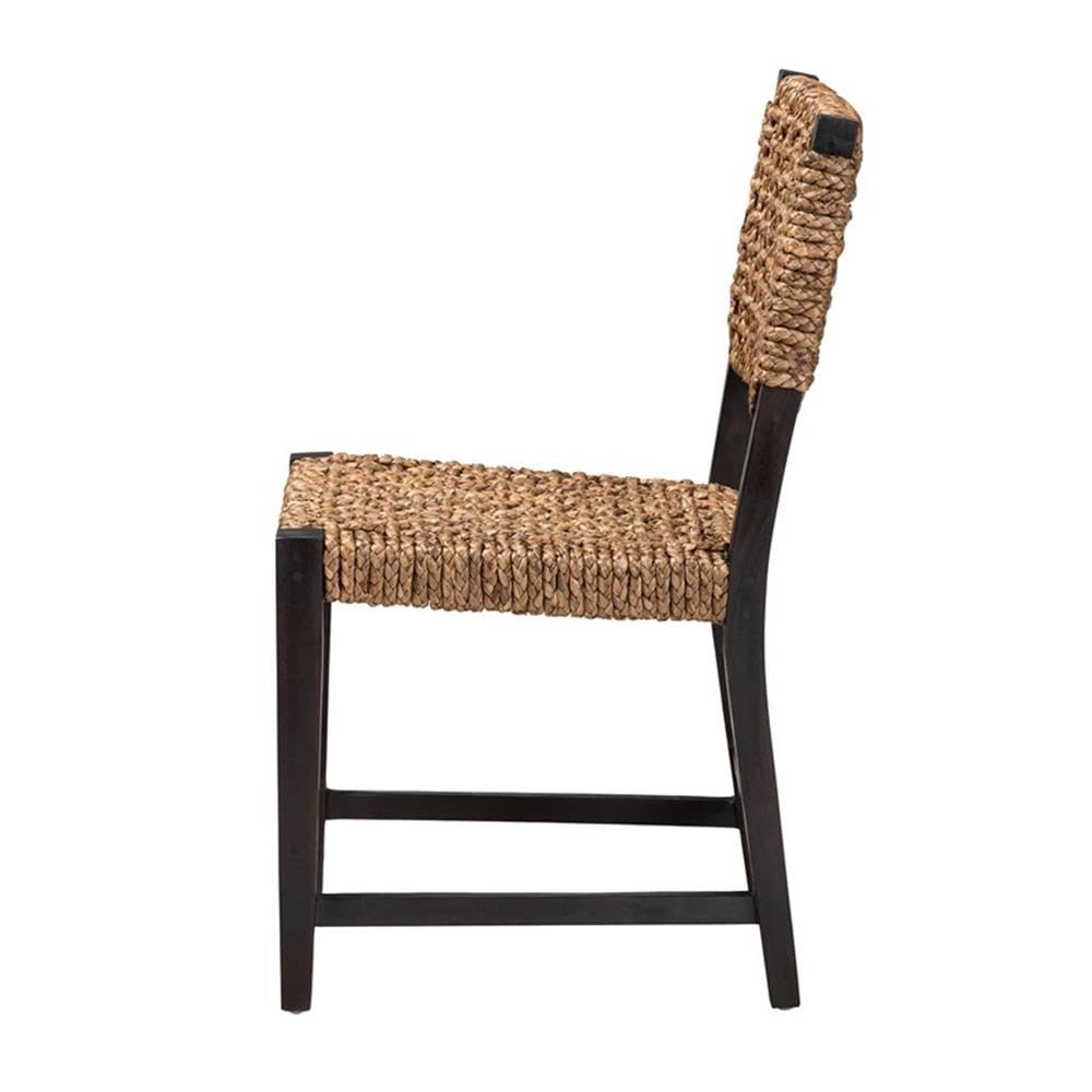 Baxton Studio Alise Modern Bohemian Dark Brown Mahogany Wood And Banana Fiber Dining Chair