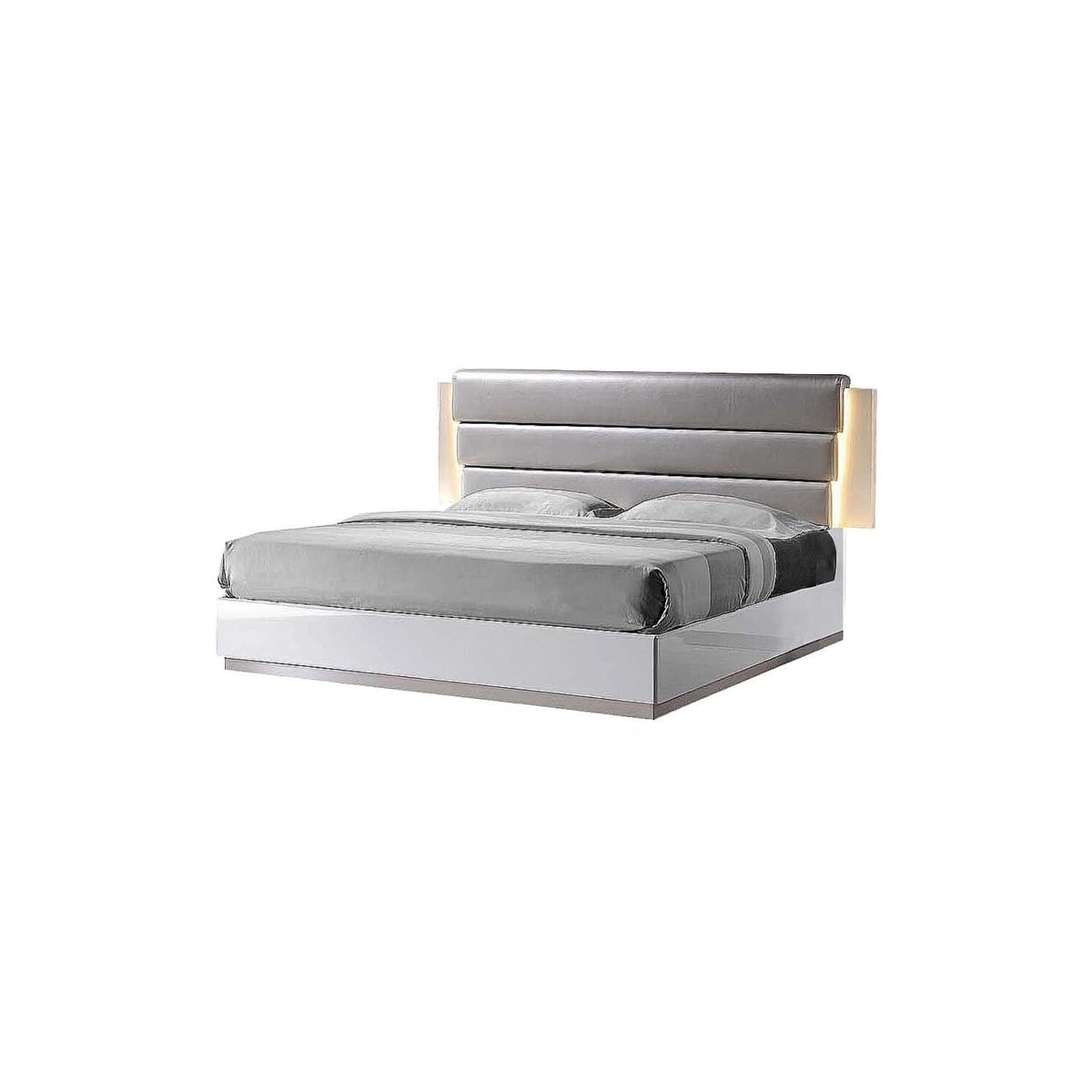 Best Master Florence Faux Leather Cal King Platform Bed In White/Gray