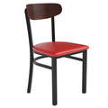 Flash Furniture Wright Commercial Dining Chair 523 Lb. Capacity Black Steel Frame-Integrated Footrest, 1 Pack, Walnut Wood Back/Red Vinyl Seat