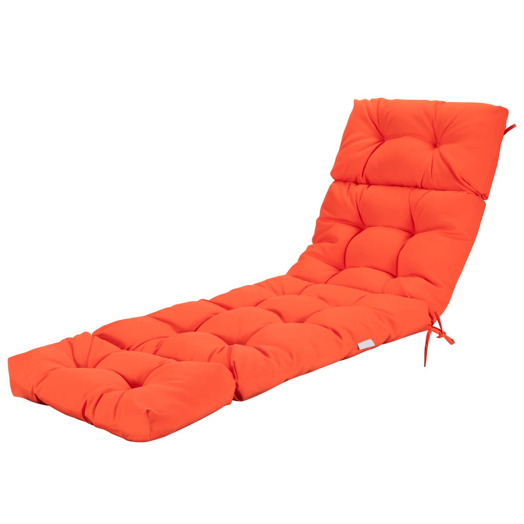 Chair, 72    X 22    X 4    Patio Chaise Lounge W/4 String Ties, Thickened Recliner Cushions, 1 Count (Pack Of 1), Orange