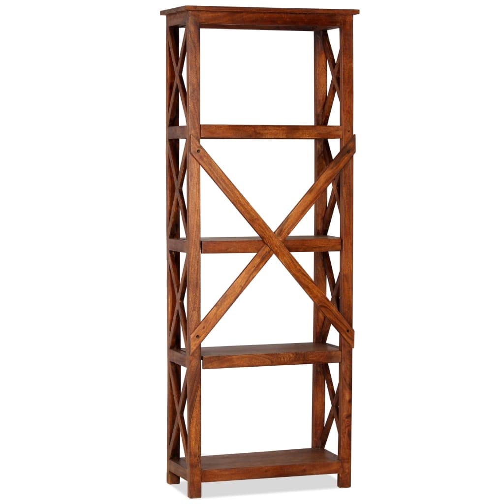 vidaXL Solid Acacia Wood Bookshelf, Honey Touch Finish, Classic Design, 4-Shelves, Easy Assembly, Unique Grains