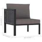 vidaXL Sectional Corner Sofa with Right Armrest Garden Patio Balcony Outdoor Indoor Seating Furniture Chair Lounge Sofa Anthracite Poly Rattan