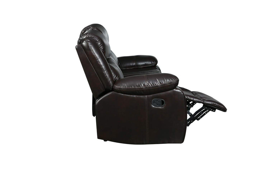 HomeRoots 86' Brown Leather Match and Black Reclining Sofa