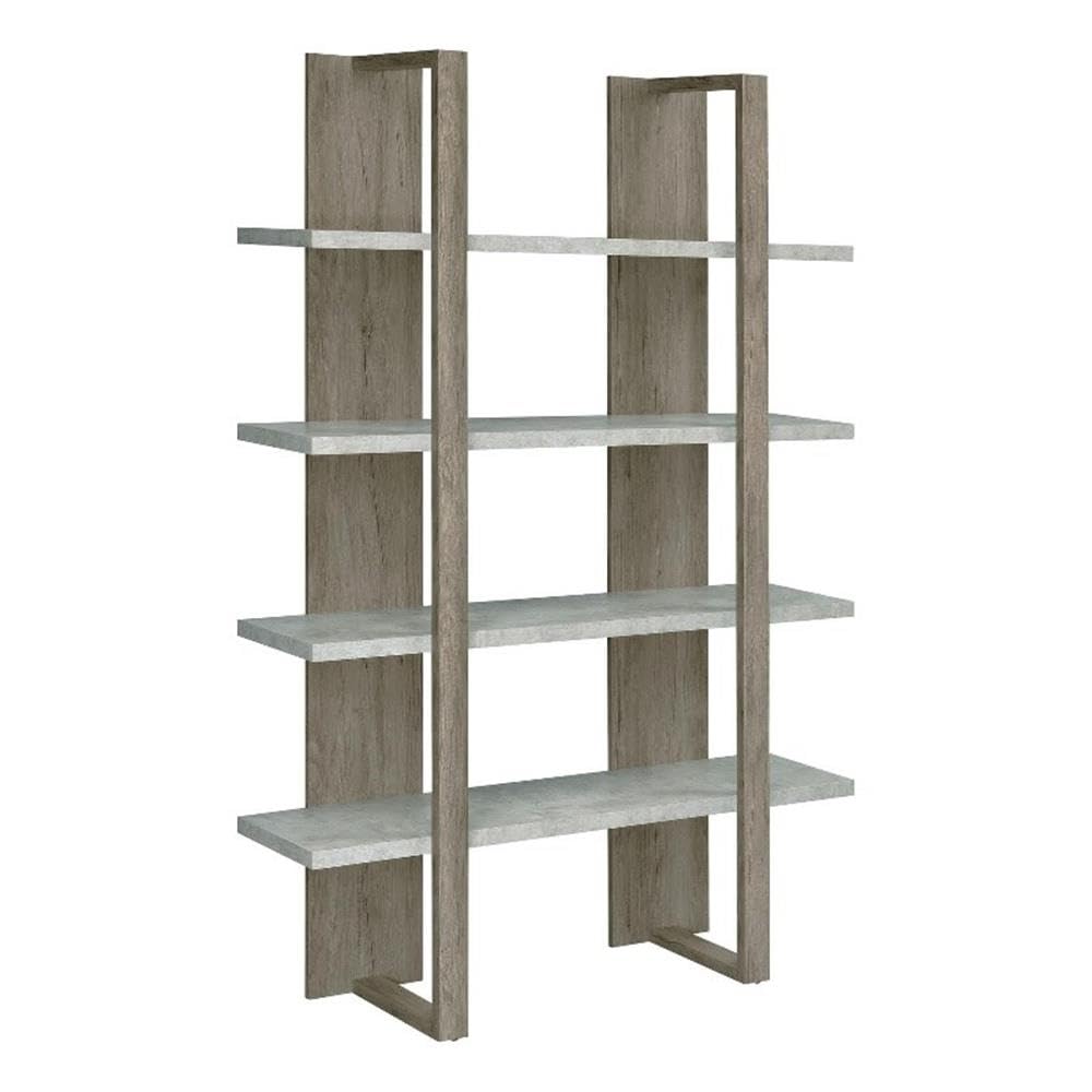 Coaster Danbrook Wood Bookcase with 4 Full-Length Shelves Gray and Cement