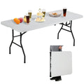 Dkelincs 6 Foot Folding Table With Sturdy Handle, Heavy Duty Centerfold Portable Table, Lightweight Indoor Outdoor Plastic Table