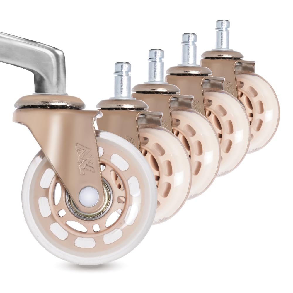 Axl Office Chair Caster Wheels Replacement Rubber Caster, Suitable For Salon Desk Caster Wheels, Protect All Your Floors (7/16'