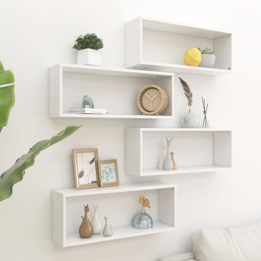 vidaXL Wall Cube Shelves 4 pcs White 23.6&quot;x5.9&quot;x9.1&quot; Engineered Wood