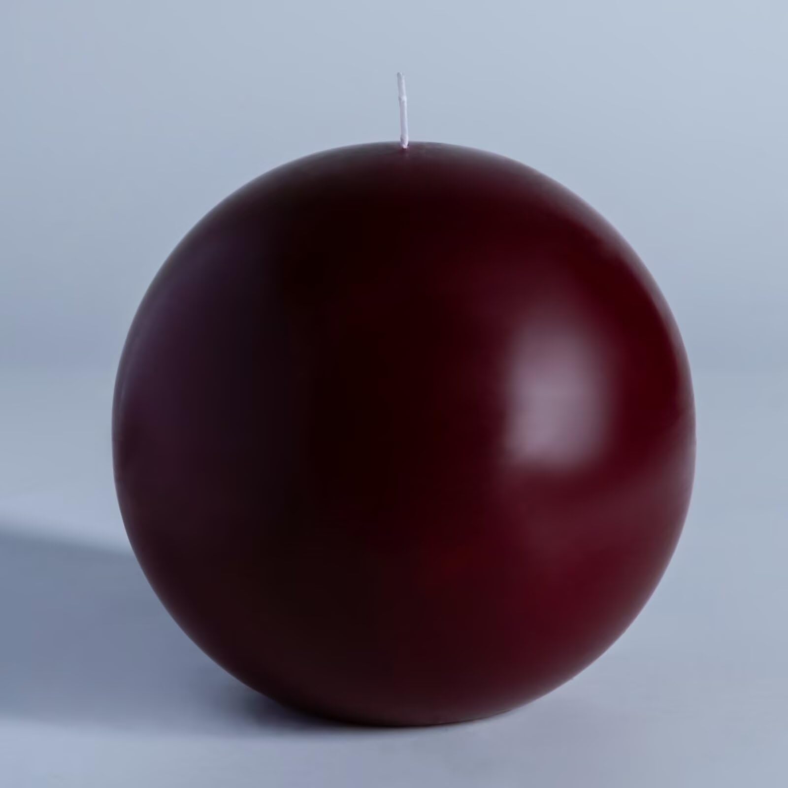MOZEAL Hand-Poured, 6 Inch Burgundy Large Round Ball Candles - Elegant Burgundy Round Pillar Candles, Dripless, Unscented, Smoke