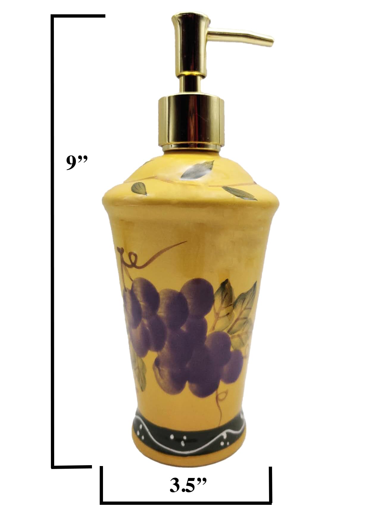 Ack Ceramic Hand Painted Tuscany Fruit D  Cor Refillable Soap Dispenser,Lotion Jar, Kitchen D  Cor, Bathroom D  Cor