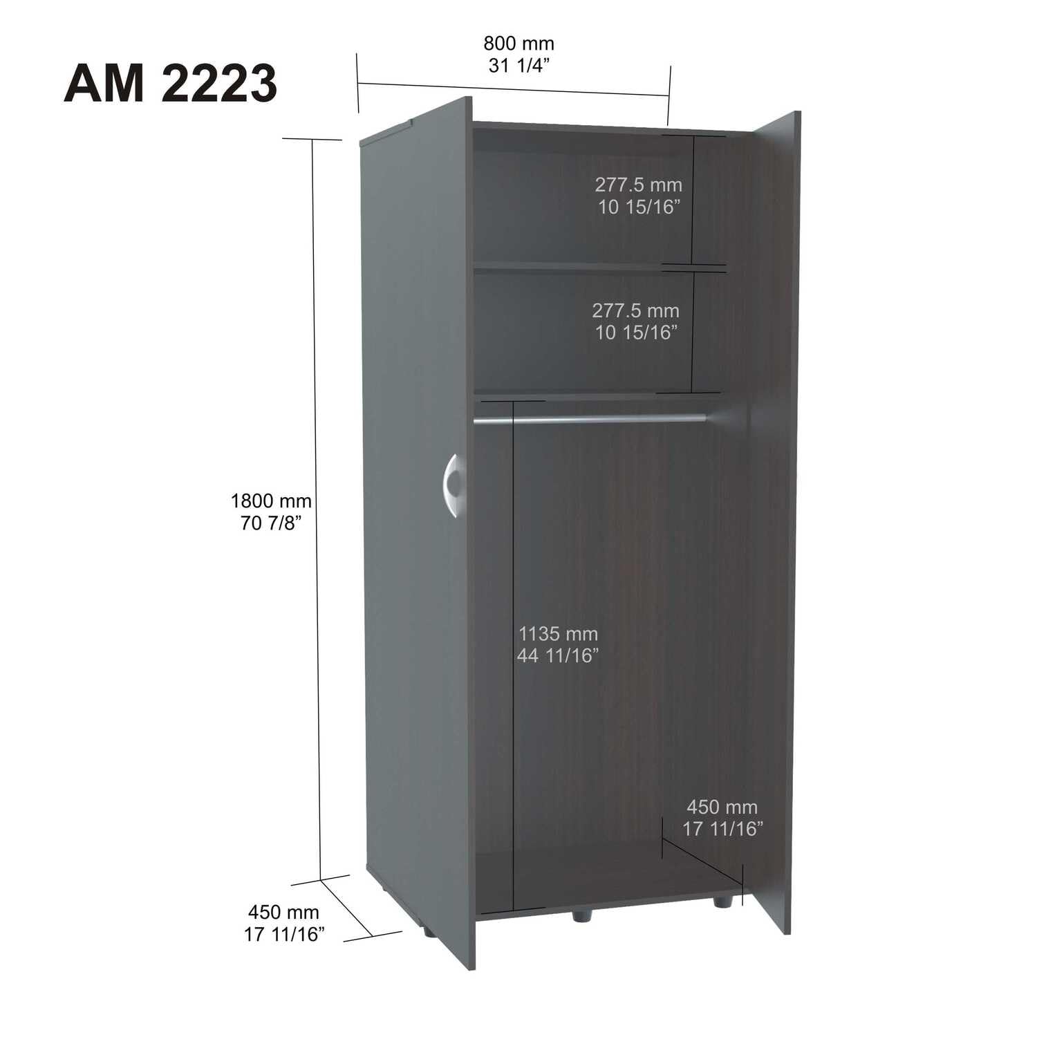 Inval America Two Door Armoire Wardrobe, Espresso
