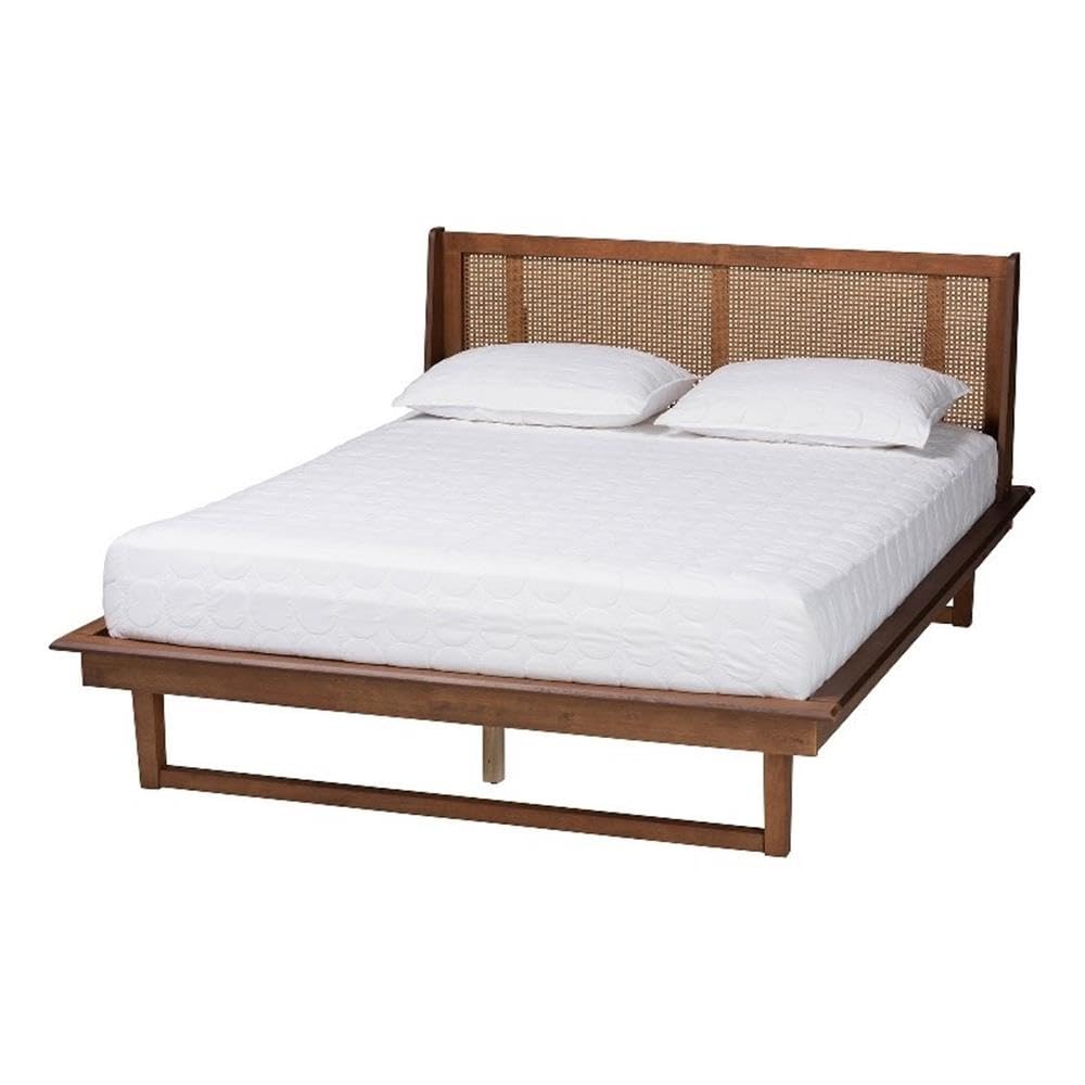 Baxton Studio Aveena Mid-Century Modern Walnut Brown Finished Wood King Size Platform Bed