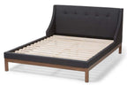 Baxton Studio Louvain Modern and Contemporary Dark Grey Fabric Upholstered Walnut-Finished Full Sized Platform Bed