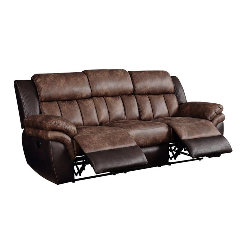 Acme Jaylen Sofa (Motion) In Toffee And Espresso Polished Microfiber