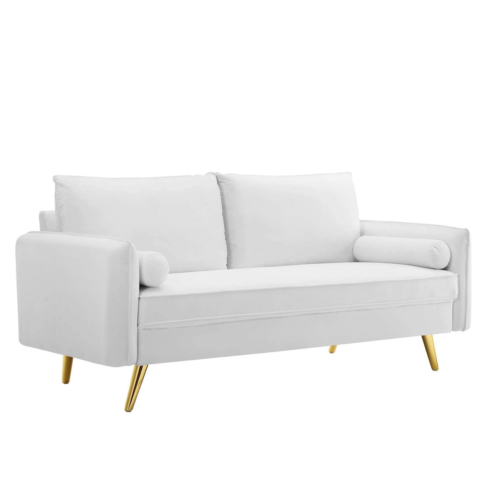 Modway Revive Performance Velvet Sofa, White , 32.5 X 72 X 33.5