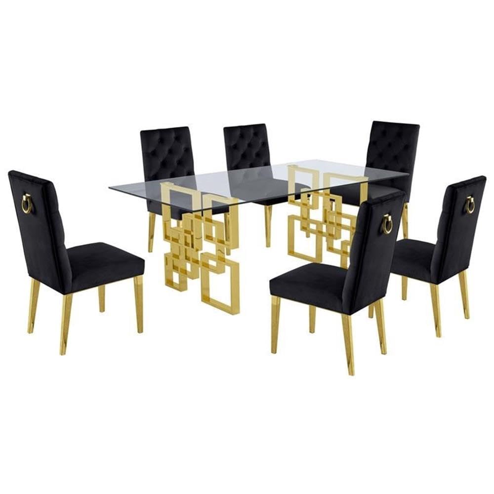 Best Quality Furniture Dining Furniture Set, Black