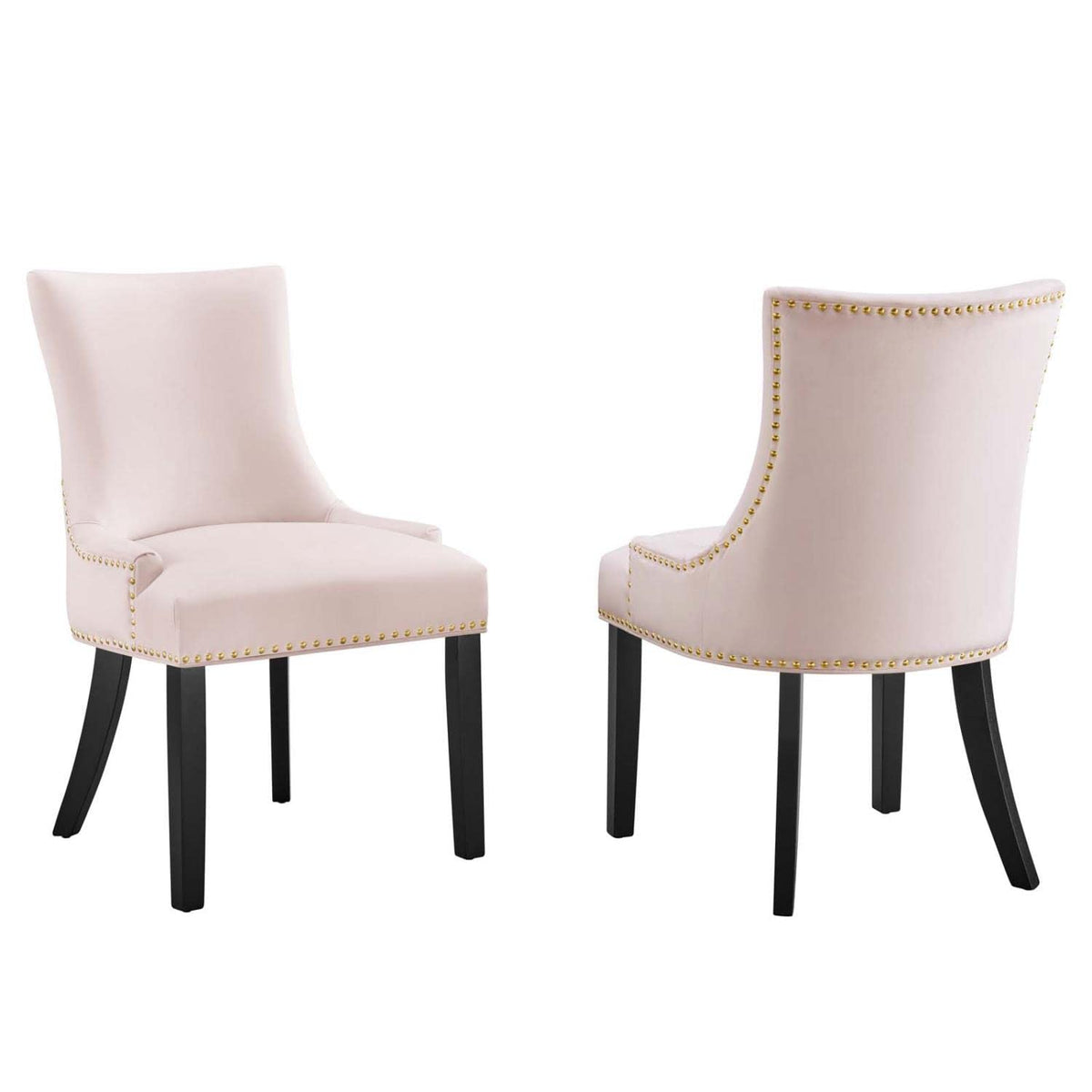 Modway Marquis 20.5&quot; Velvet Dining Side Chairs in Pink/Black (Set of 2)