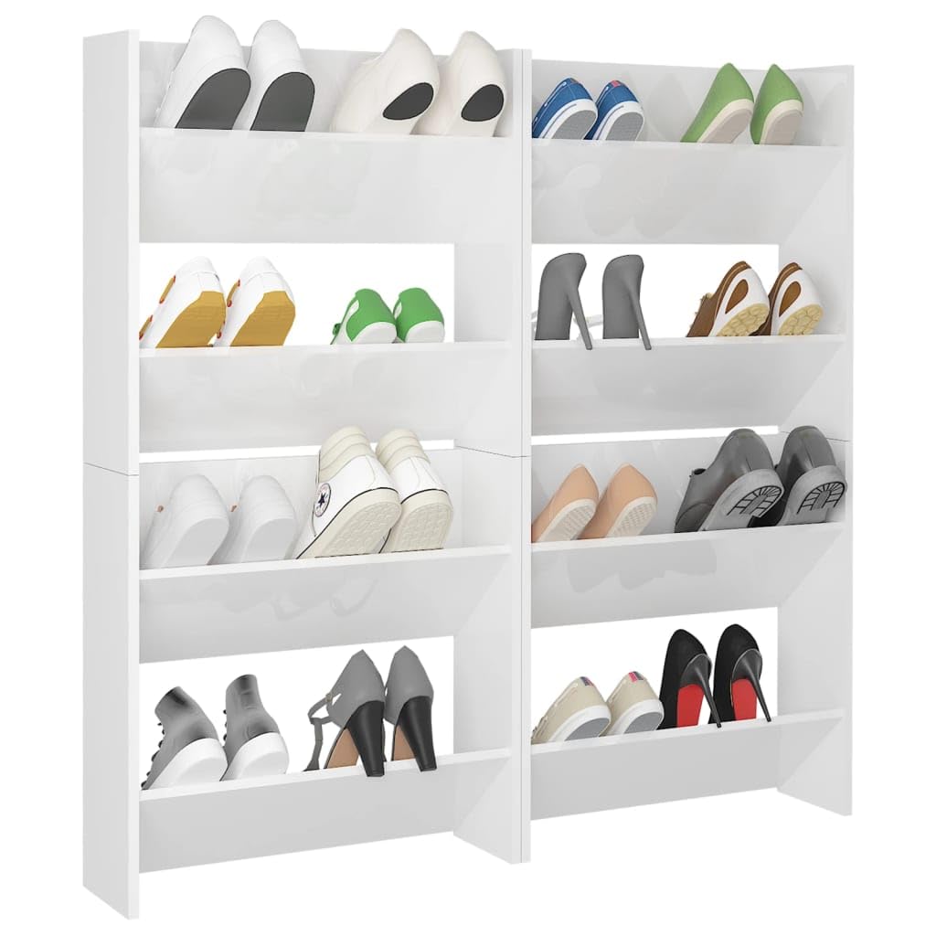 Vidaxl Wall Shoe Cabinets 4 Pcs High Gloss White 23.6&quot;X7.1&quot;X23.6&quot; Engineered Wood