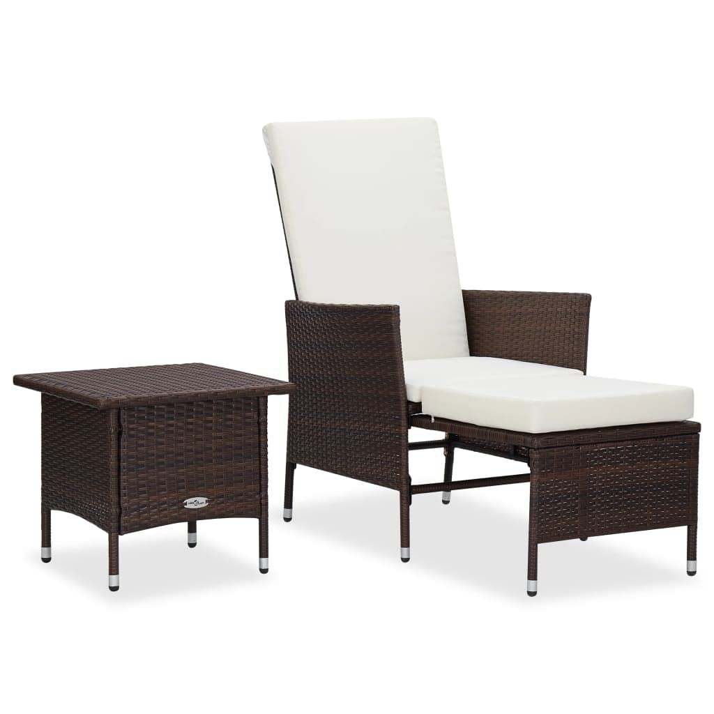 vidaXL Stylish 2 Piece Patio Lounge Set - Comfortable Poly Rattan Armchair and Table Set with Cushions - Brown/Cream - Perfect for Outdoor Relaxation