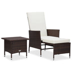 vidaXL Stylish 2 Piece Patio Lounge Set - Comfortable Poly Rattan Armchair and Table Set with Cushions - Brown/Cream - Perfect for Outdoor Relaxation