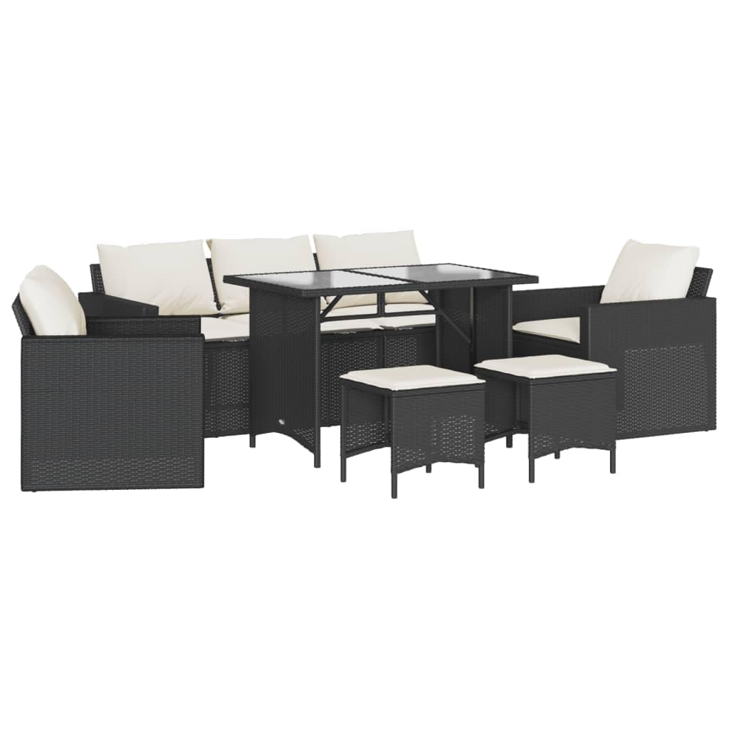 vidaXL 6-piece Lounge set with cushions poly rattan black