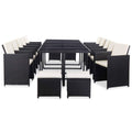 INLIFE 15 Piece Patio Dining Set with Cushions Poly Rattan Black-Black