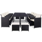INLIFE 15 Piece Patio Dining Set with Cushions Poly Rattan Black-Black