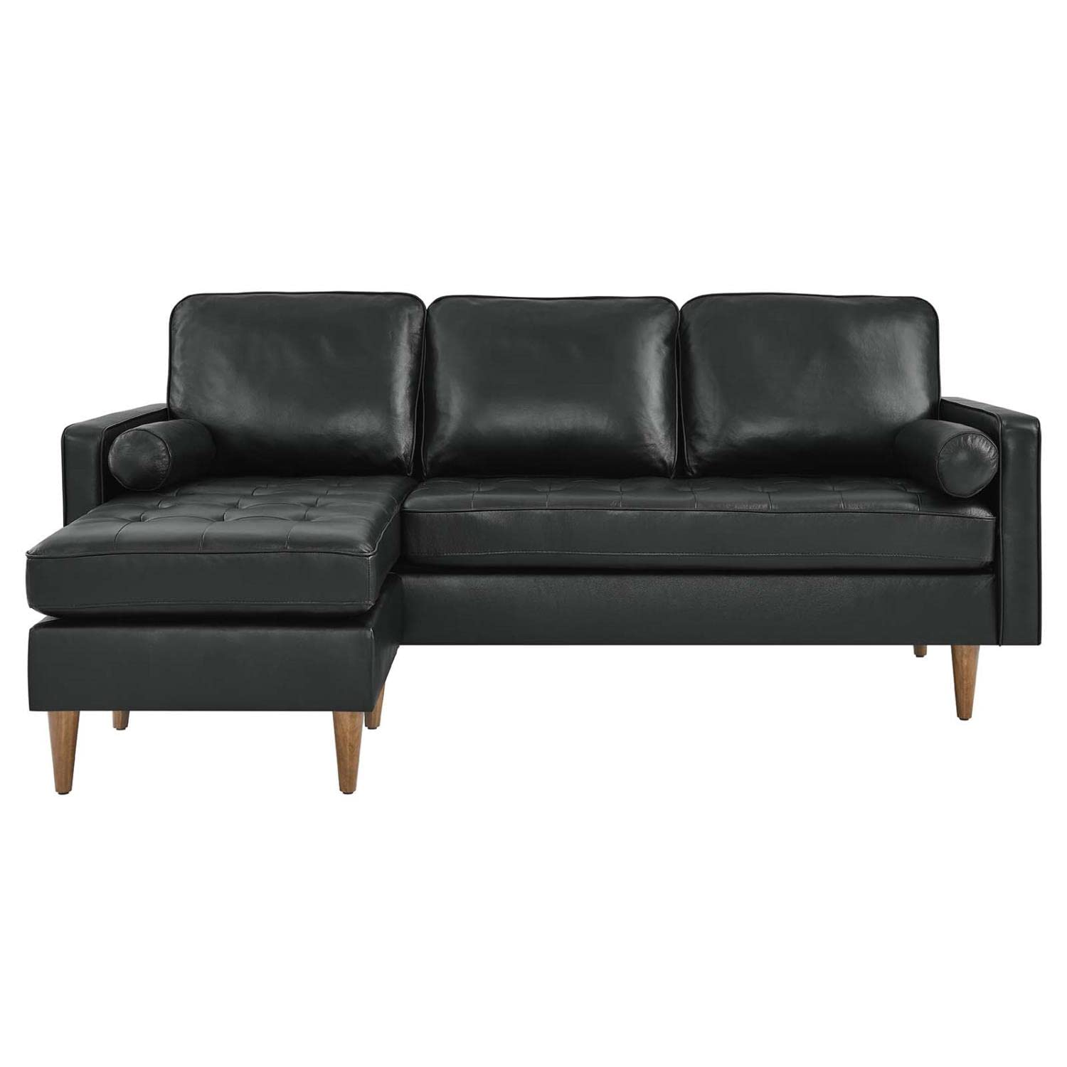Modway Valour 78&Quot; Modern Style Leather Apartment Sectional Sofa In Black