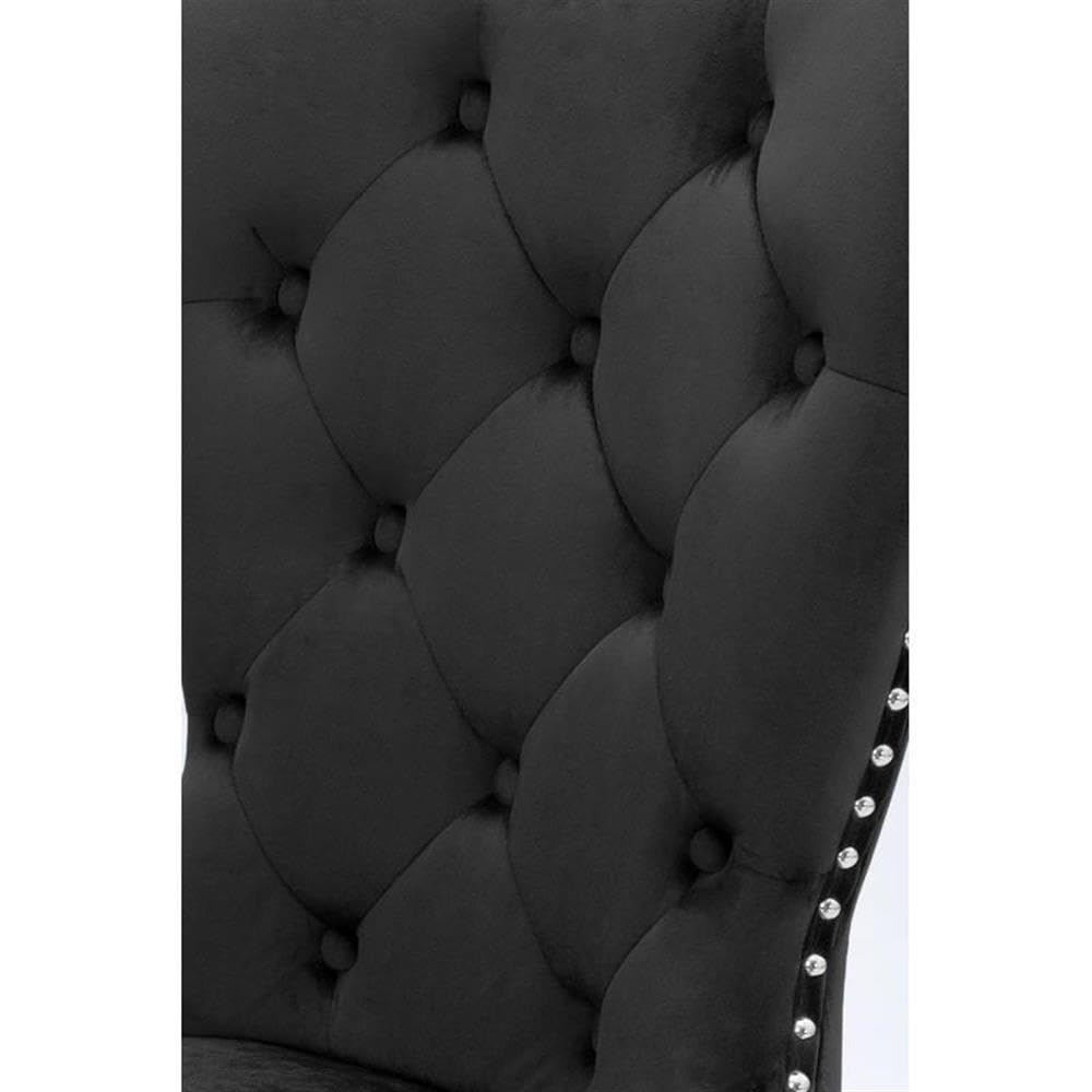 Rustic Black Velvet Bar Stools with Chrome Handle and Footrest (Set of 2)