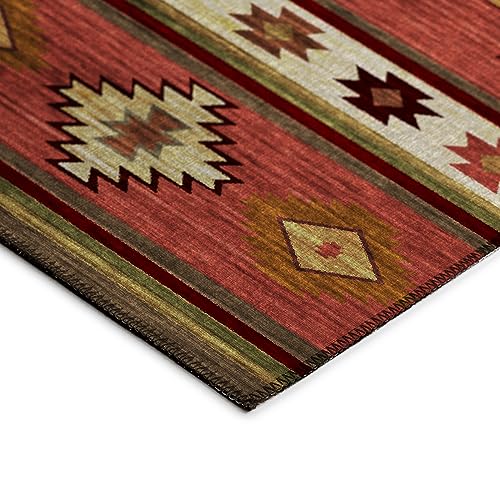 Addison Rugs Sonora Aso34 Red 2'3' X 7'6' Indoor Outdoor Runner Rug, Easy Clean, Machine Washable, Non Shedding, Bedroom, Livi