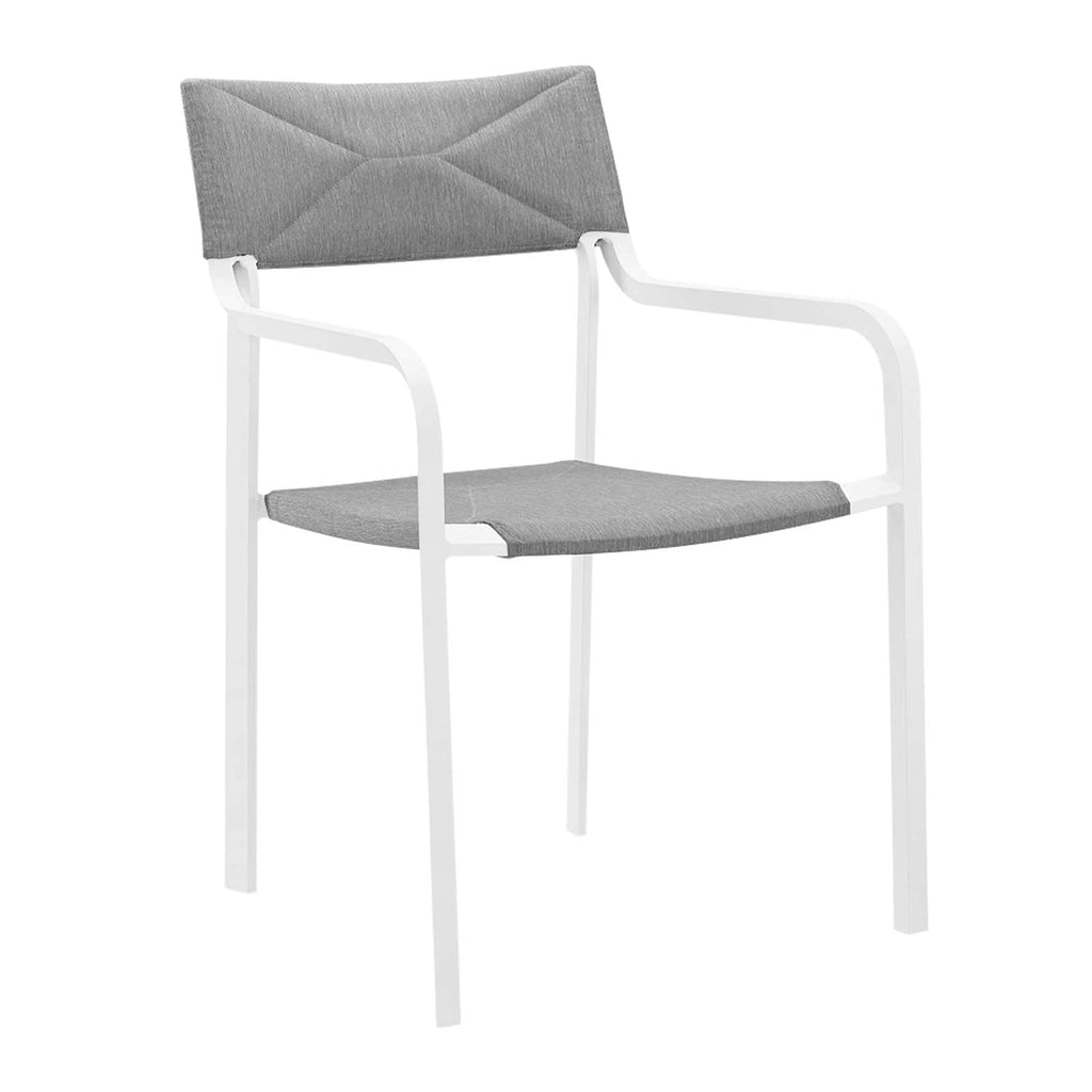 Modway Eei-3573-Whi-Gry Raleigh Outdoor Patio Aluminum Stackable Dining Armchair (Fully Assembled), White Gray