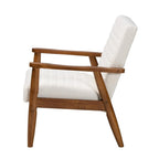 Baxton Studio Stratton Mid-Century Modern Cream Boucle Fabric And Walnut Brown Finished Wood Armchair