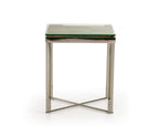 HomeRoots 22' Wood and Glass Mosaic Top End Table with Steel Legs