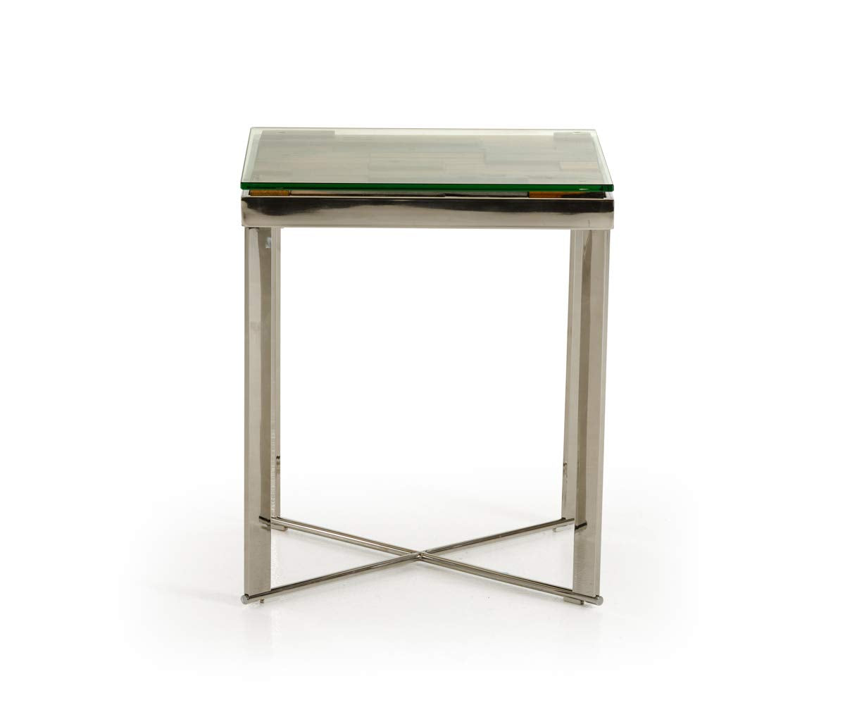 HomeRoots 22' Wood and Glass Mosaic Top End Table with Steel Legs