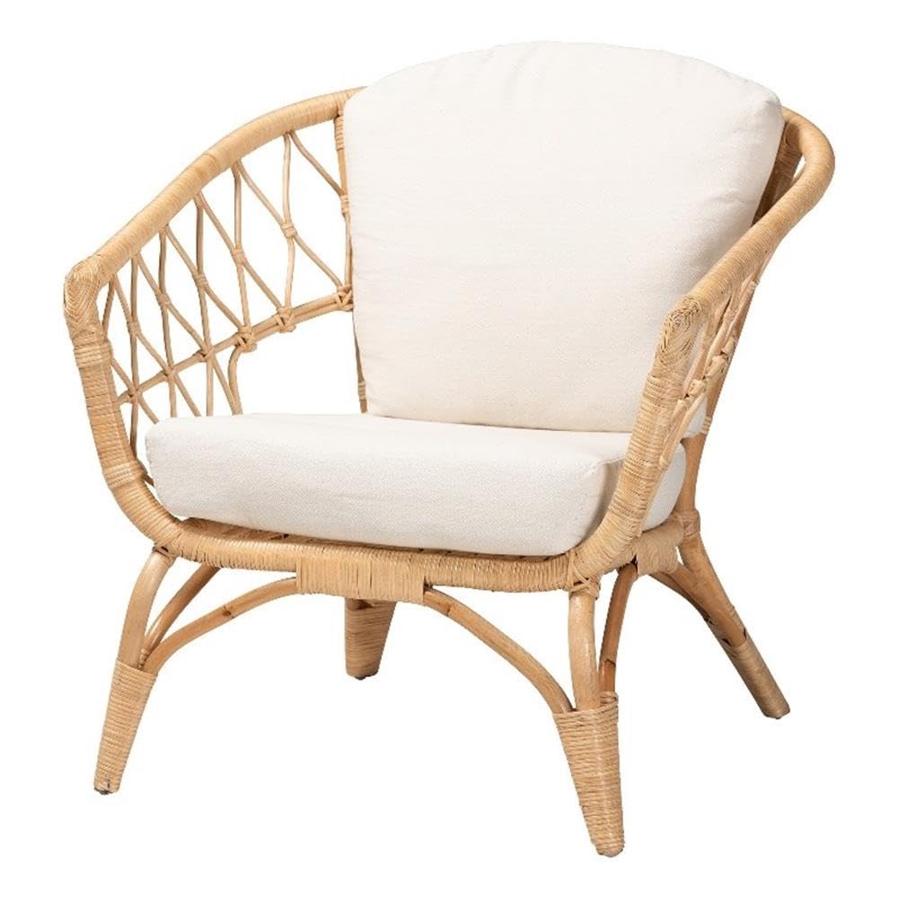 Baxton Studio Feya Modern Bohemian Natural Brown Antique Rattan Armchair