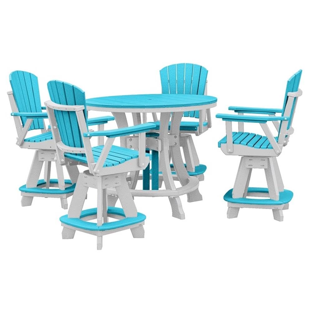 American Furniture Classics Five Piece Round Counter Height Dining Set, Aruba Blue/White