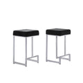 Best Master Furniture Dorrington Velvet Backless Counter Height Stool in Black/Silver (Set of 2)