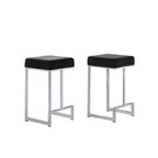 Best Master Furniture Dorrington Velvet Backless Counter Height Stool in Black/Silver (Set of 2)
